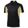 Sport-Tek Men's Black/ Vegas Gold Side Blocked Micropique Sport-Wick Polo