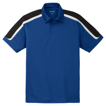 Sport-Tek Men's True Royal/Black/White Tricolor Shoulder Micropique Sport-Wick Polo