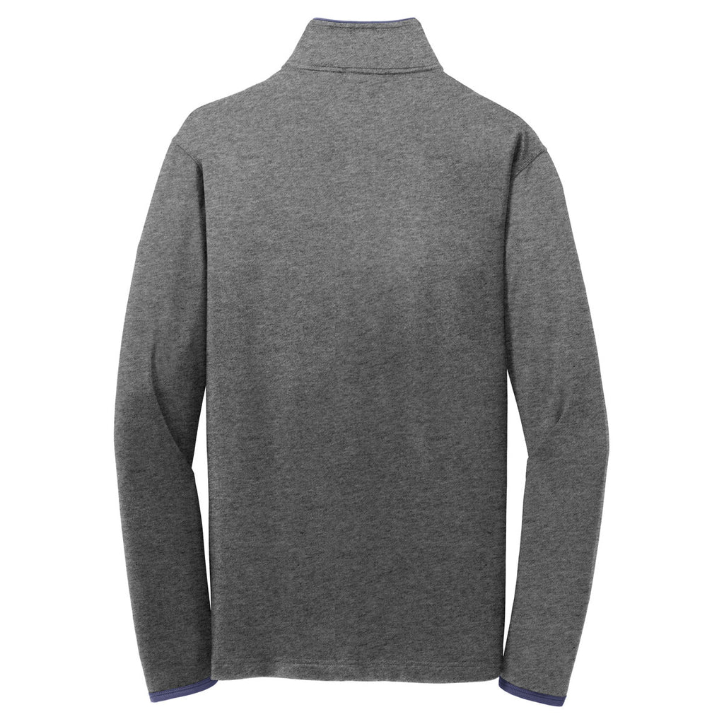 Sport-Tek Men's Charcoal Grey Heather/ True Navy Sport-Wick Stretch Contrast Full-Zip Jacket