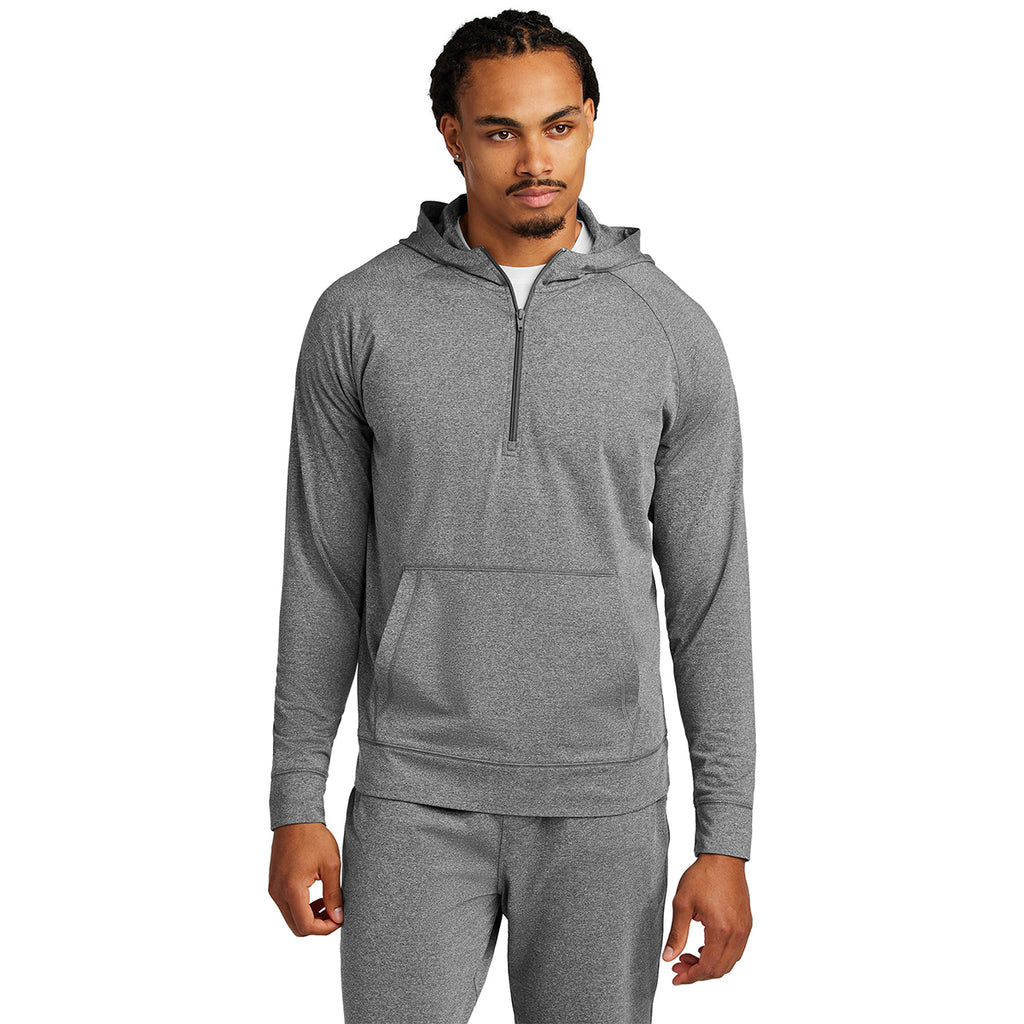 Sport-Tek Men's Charcoal Grey Heather Sport-Wick Stretch 1/2-Zip Hoodie