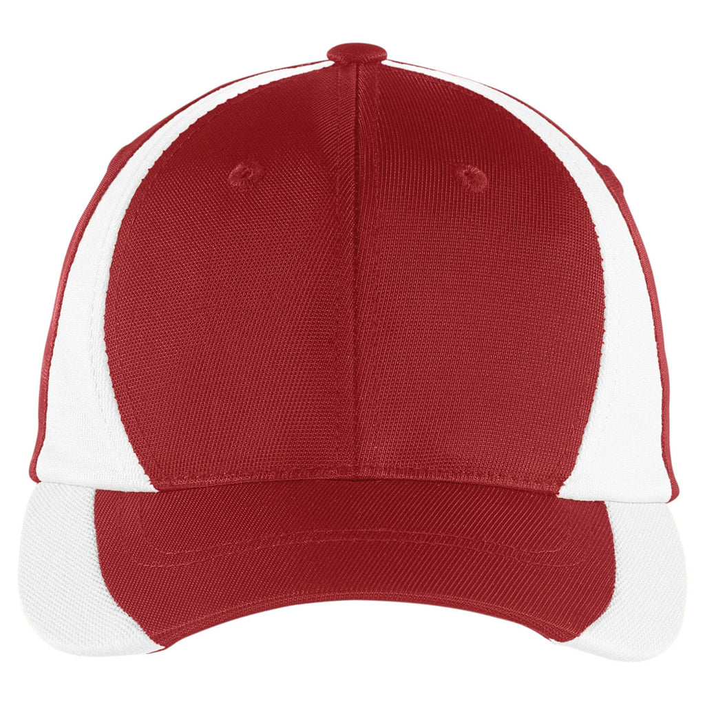 Sport-Tek True Red/White Dry Zone Nylon Colorblock Cap