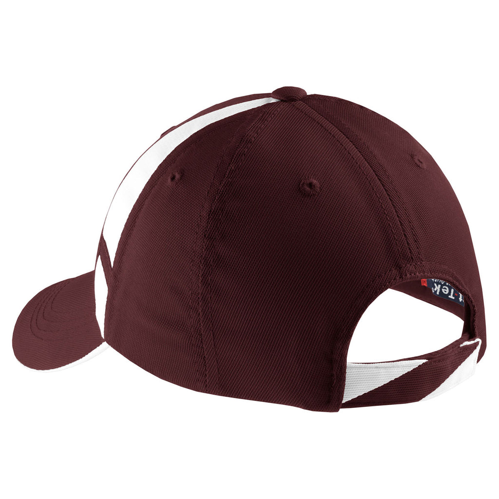 Sport-Tek Maroon/White Dry Zone Mesh Inset Cap