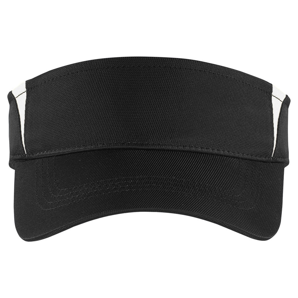 Sport-Tek Black/White Dry Zone Colorblock Visor