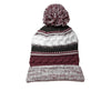 Sport-Tek Maroon/Black/White Pom Pom Team Beanie