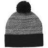 Sport-Tek Black/Grey Heather Heather Pom Pom Beanie