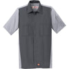 Red Kap Men's Charcoal/Light Grey Short Sleeve Ripstop Crew Shirt