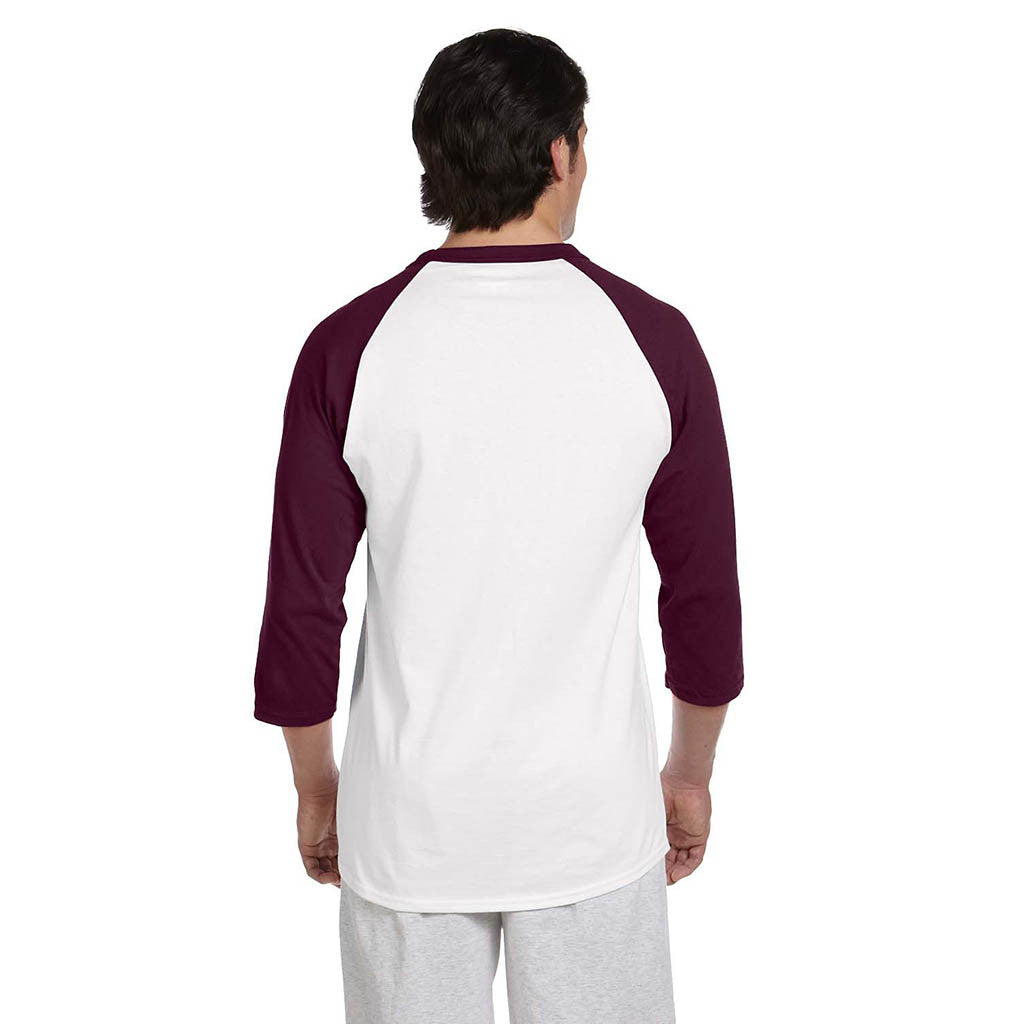 Champion Men's White/Maroon Baseball T-Shirt