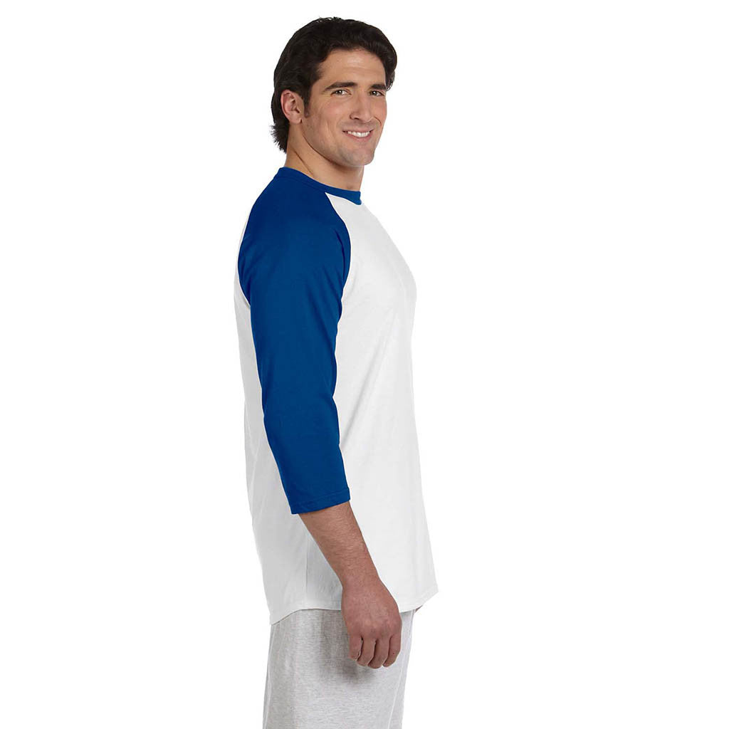 Champion Men's White/Blue Baseball T-Shirt