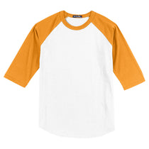 Sport-Tek Men's White/Gold Colorblock Raglan Jersey