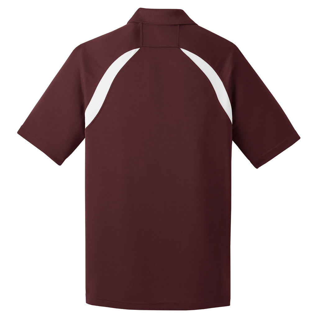 Sport-Tek Men's Maroon/White Dry Zone Colorblock Raglan Polo