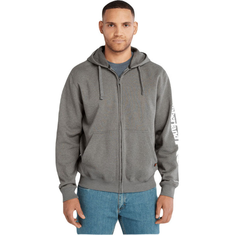 Timberland Men's Dark Charcoal Heather-White Hood Honcho Full Zip Sweatshirt