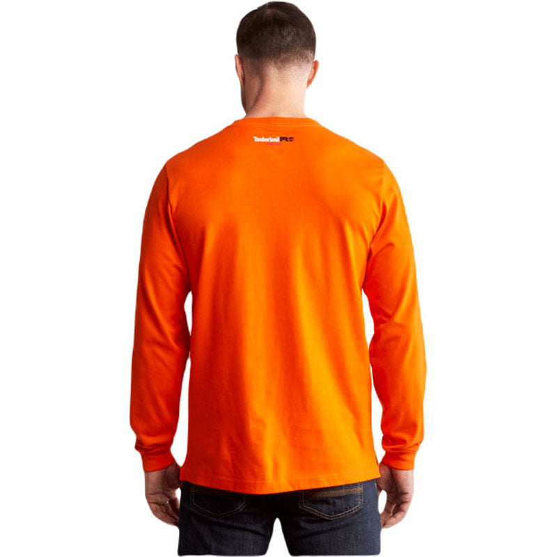 Timberland Men's Blaze Orange Core Pocket Long Sleeve T-Shirt