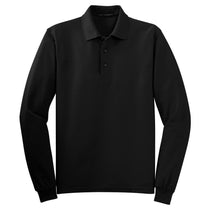 Port Authority Men's Black Tall Silk Touch Long Sleeve Polo