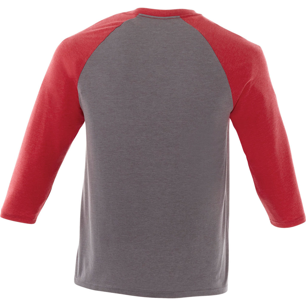 Elevate Men's Team Red Heather/Medium Heather Grey Dakota Three Quarter Tee