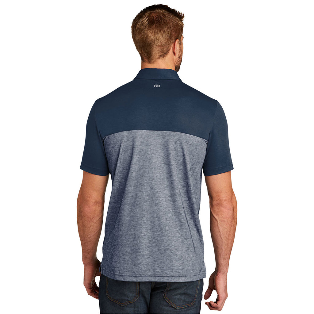 TravisMathew Men's Blue Nights/Blue Nights Heather Oceanside Blocked Polo