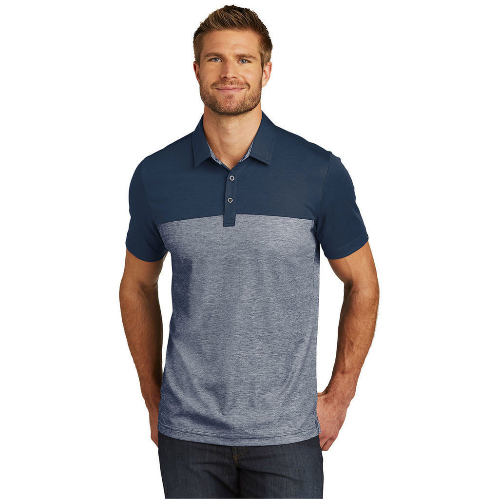 TravisMathew Men's Blue Nights/Blue Nights Heather Oceanside Blocked Polo