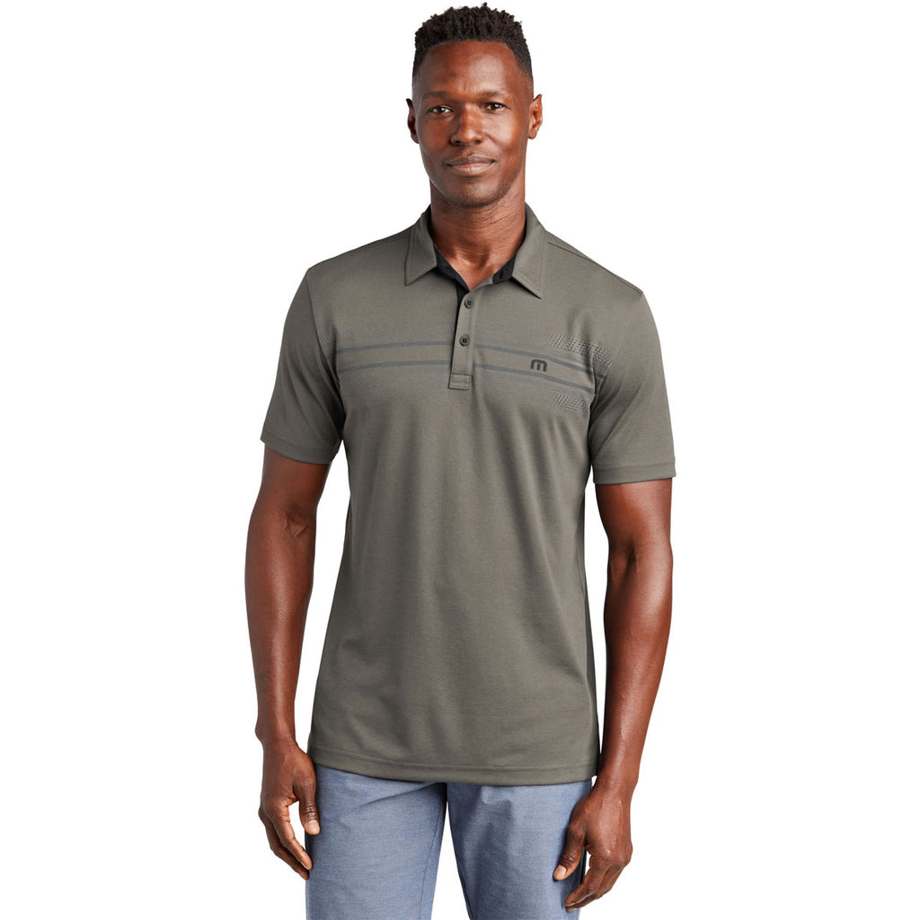 TravisMathew Men's Quiet Shade Grey Monterey Chest Stripe Polo