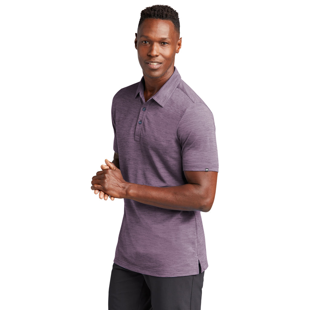 TravisMathew Men's Purple Sage Auckland Slub Polo