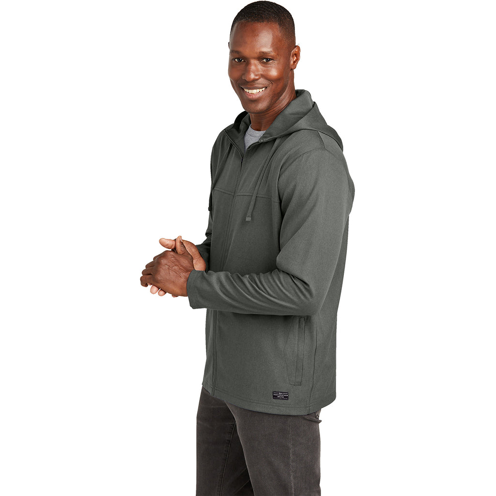 TravisMathew Men's Dark Grey Heather Balboa Hoodied Full-Zip Jacket