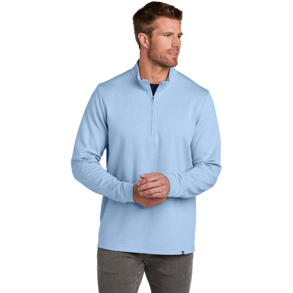 TravisMathew Men's Light Blue Heather Coveside 1/4 Zip