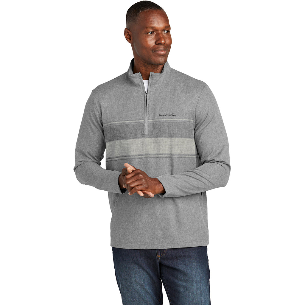 TravisMathew Men's Dark Grey Heather Balboa Chest Stripe 1/4 Zip