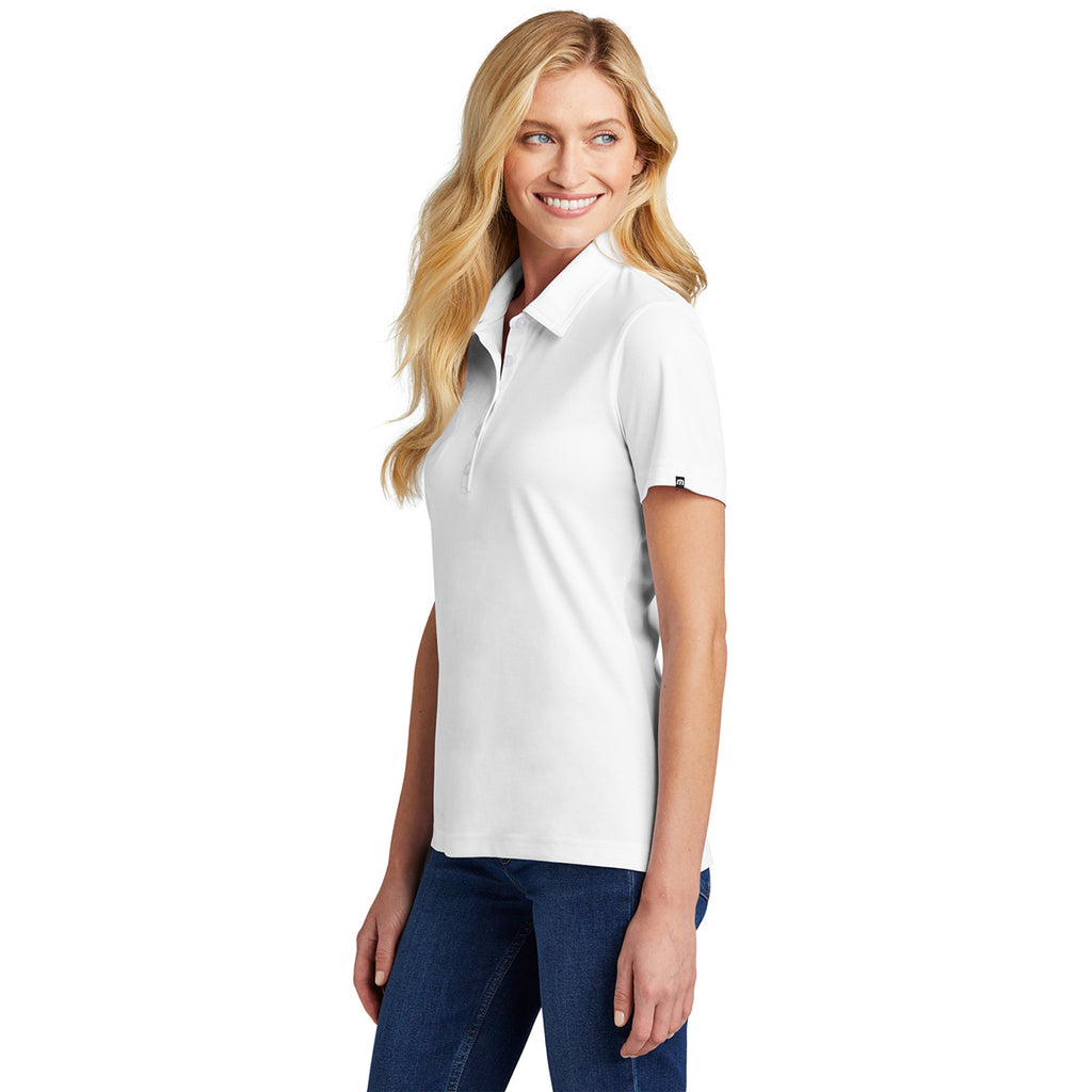 TravisMathew Women's White Oceanside Solid Polo