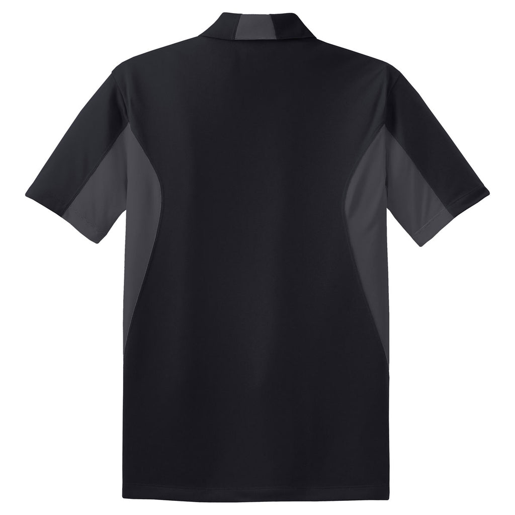 Sport-Tek Men's Black/ Iron Grey Tall Side Blocked Micropique Sport-Wick Polo