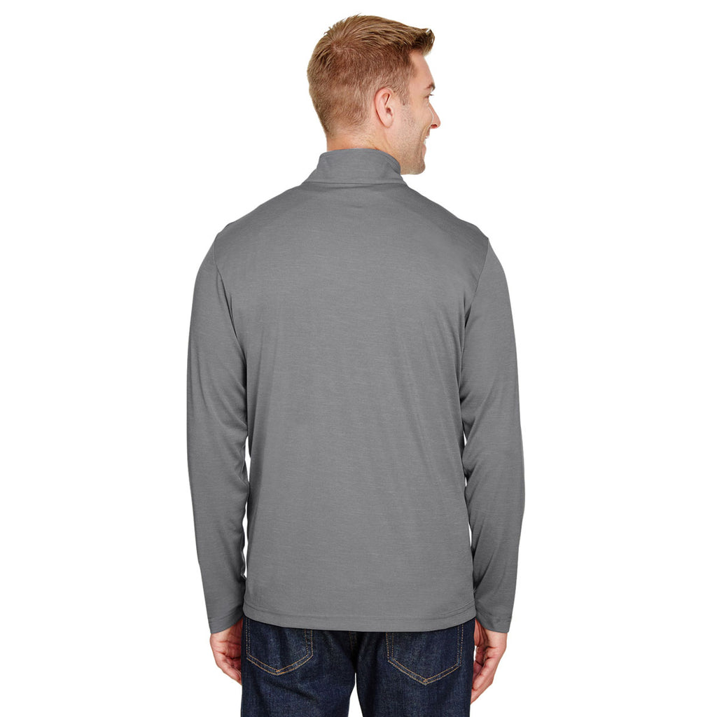 Team 365 Men's Dark Grey Heather Zone Sonic Heather Performance Quarter-Zip