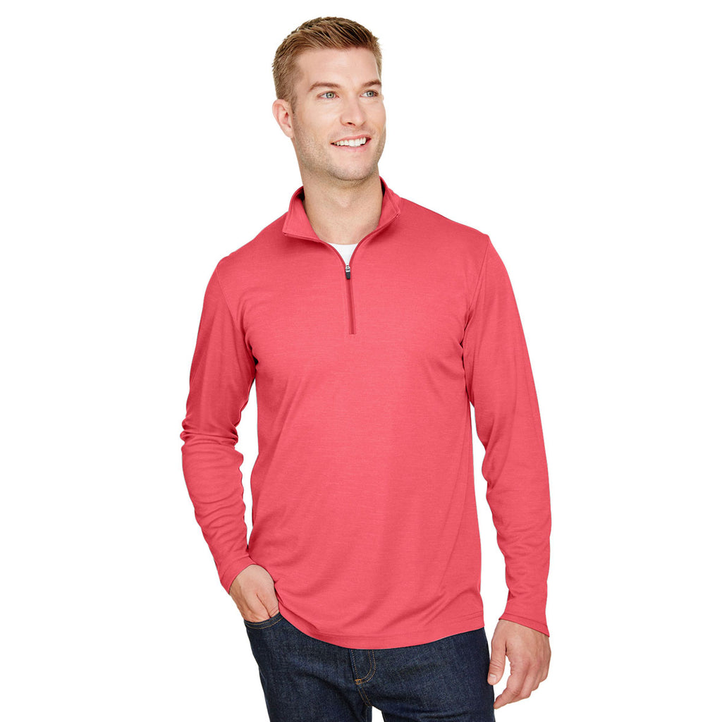 Team 365 Men's Sport Red Heather Zone Sonic Heather Performance Quarter-Zip