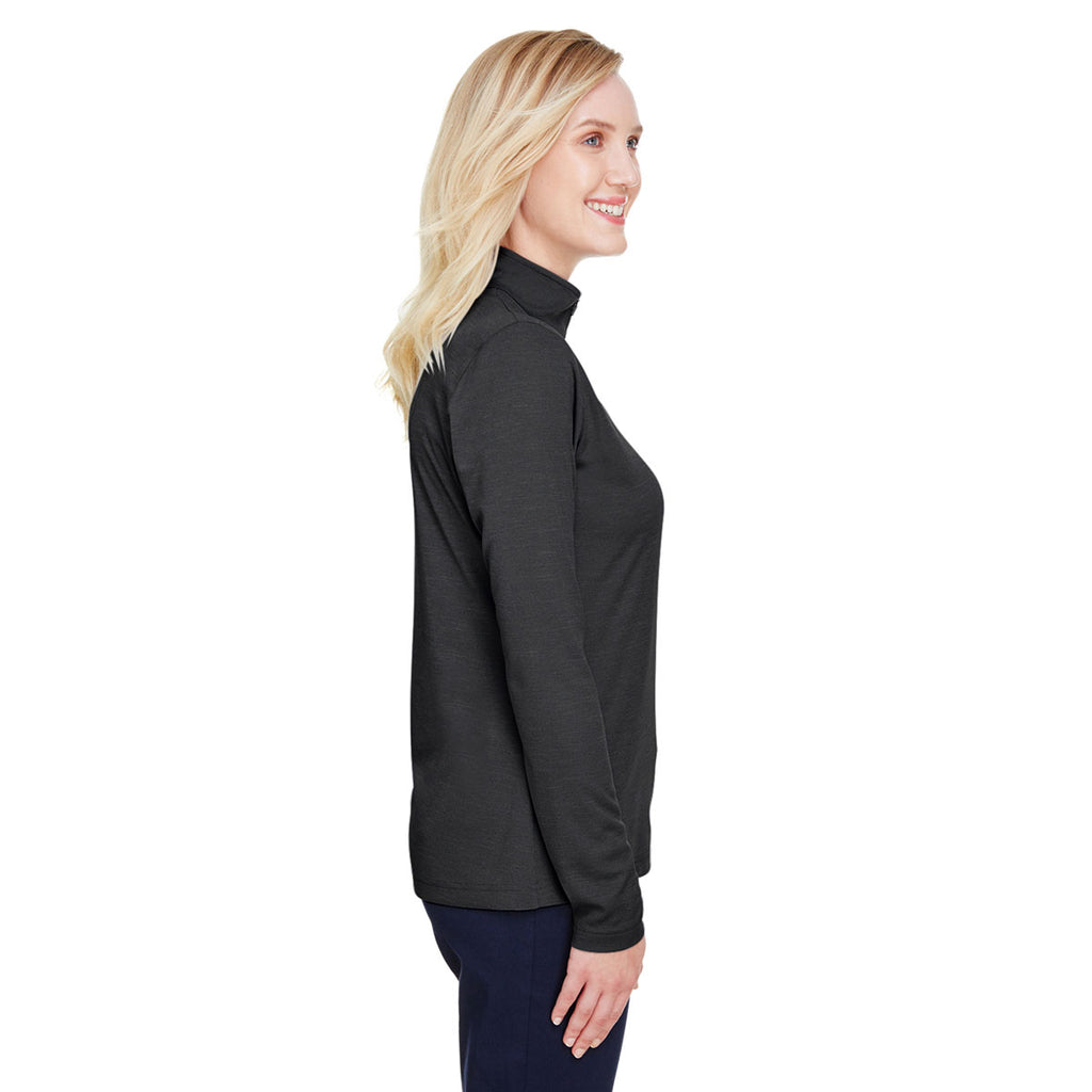 Team 365 Women's Black Heather Zone Sonic Heather Performance Quarter-Zip