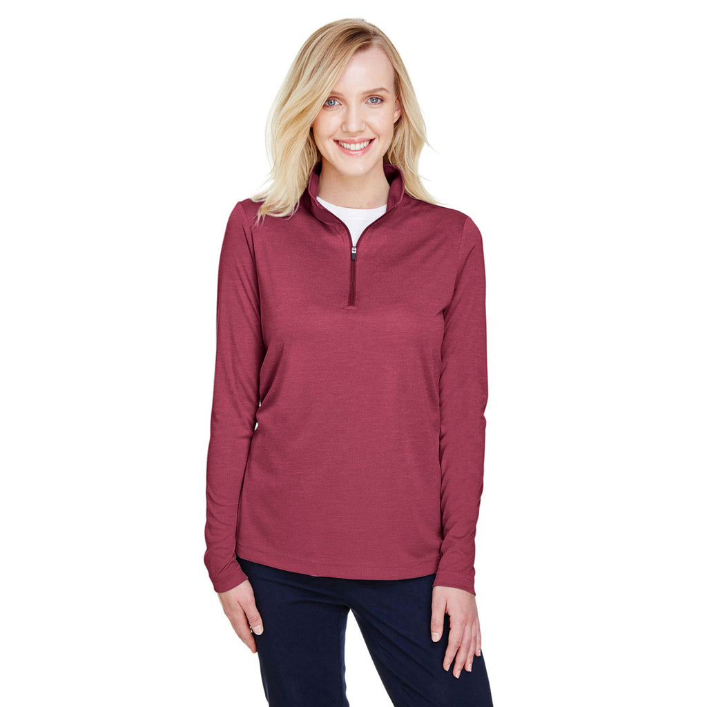 Team 365 Women's Sport Maroon Heather Zone Sonic Heather Performance Quarter-Zip