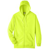 Team 365 Men's Safety Yellow Zone HydroSport Heavyweight Full-Zip Hooded Sweatshirt