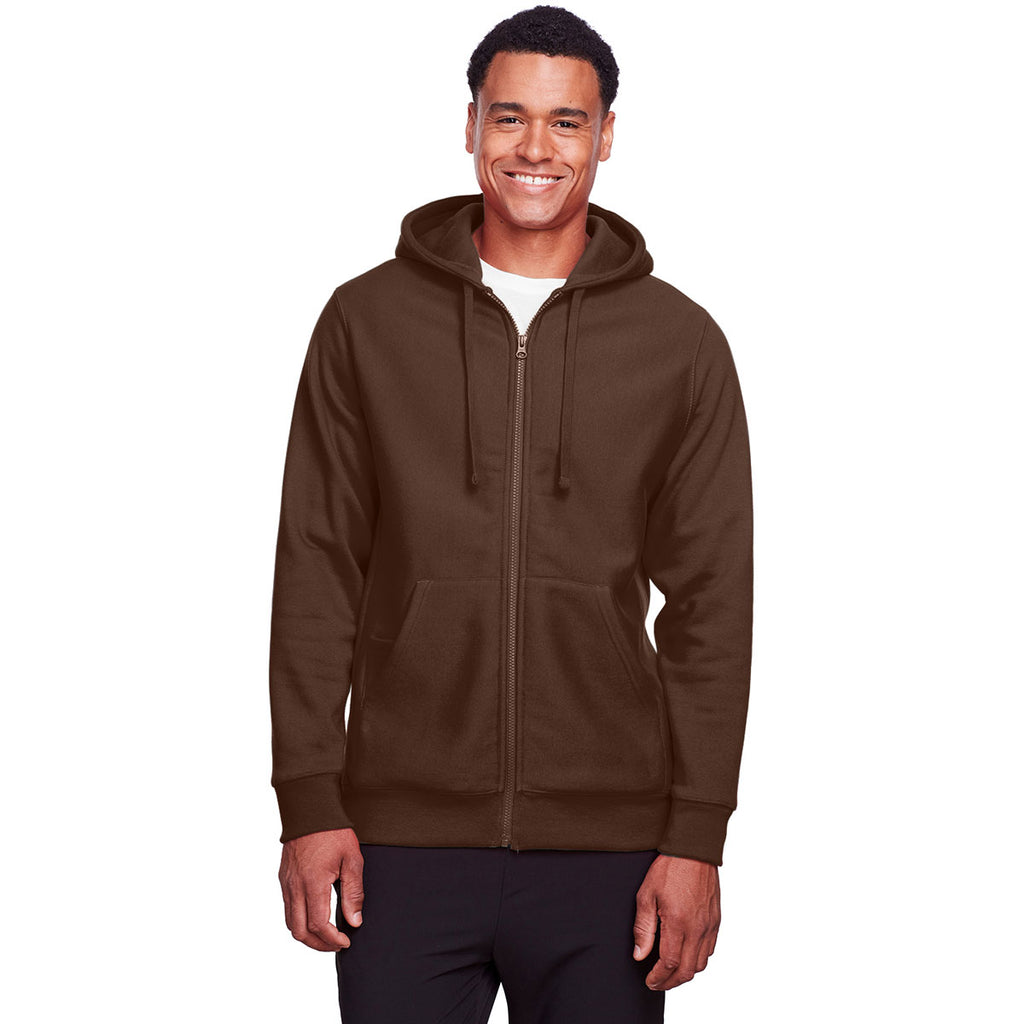 Team 365 Men's Sport Dark Brown Zone HydroSport Heavyweight Full-Zip Hooded Sweatshirt