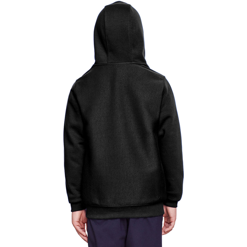 Team 365 Youth Black Zone HydroSport Heavyweight Pullover Hooded Sweatshirt