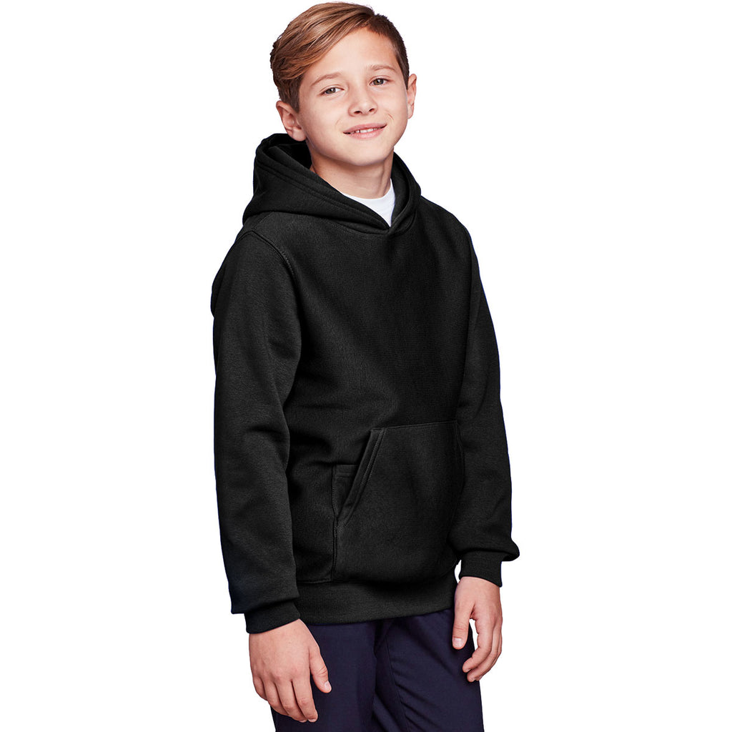 Team 365 Youth Black Zone HydroSport Heavyweight Pullover Hooded Sweatshirt