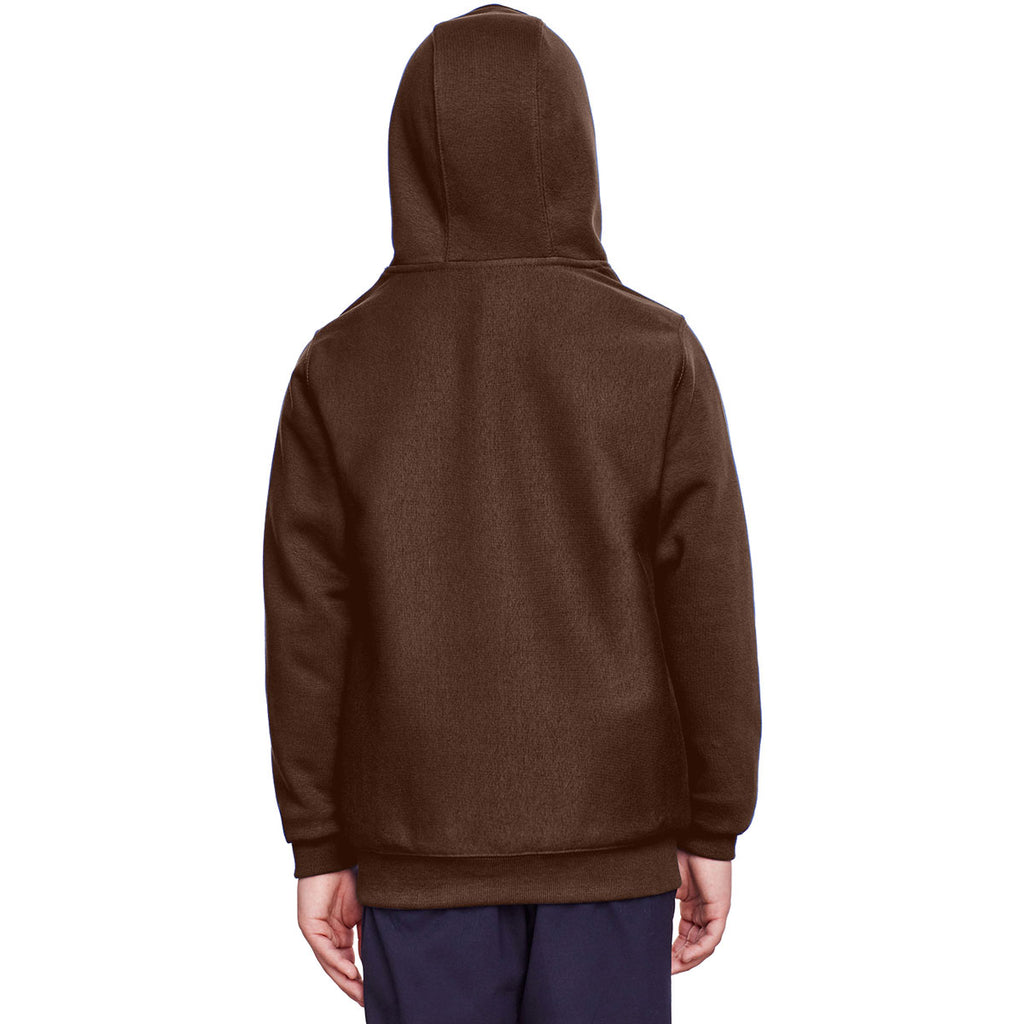 Team 365 Youth Sport Dark Brown Zone HydroSport Heavyweight Pullover Hooded Sweatshirt