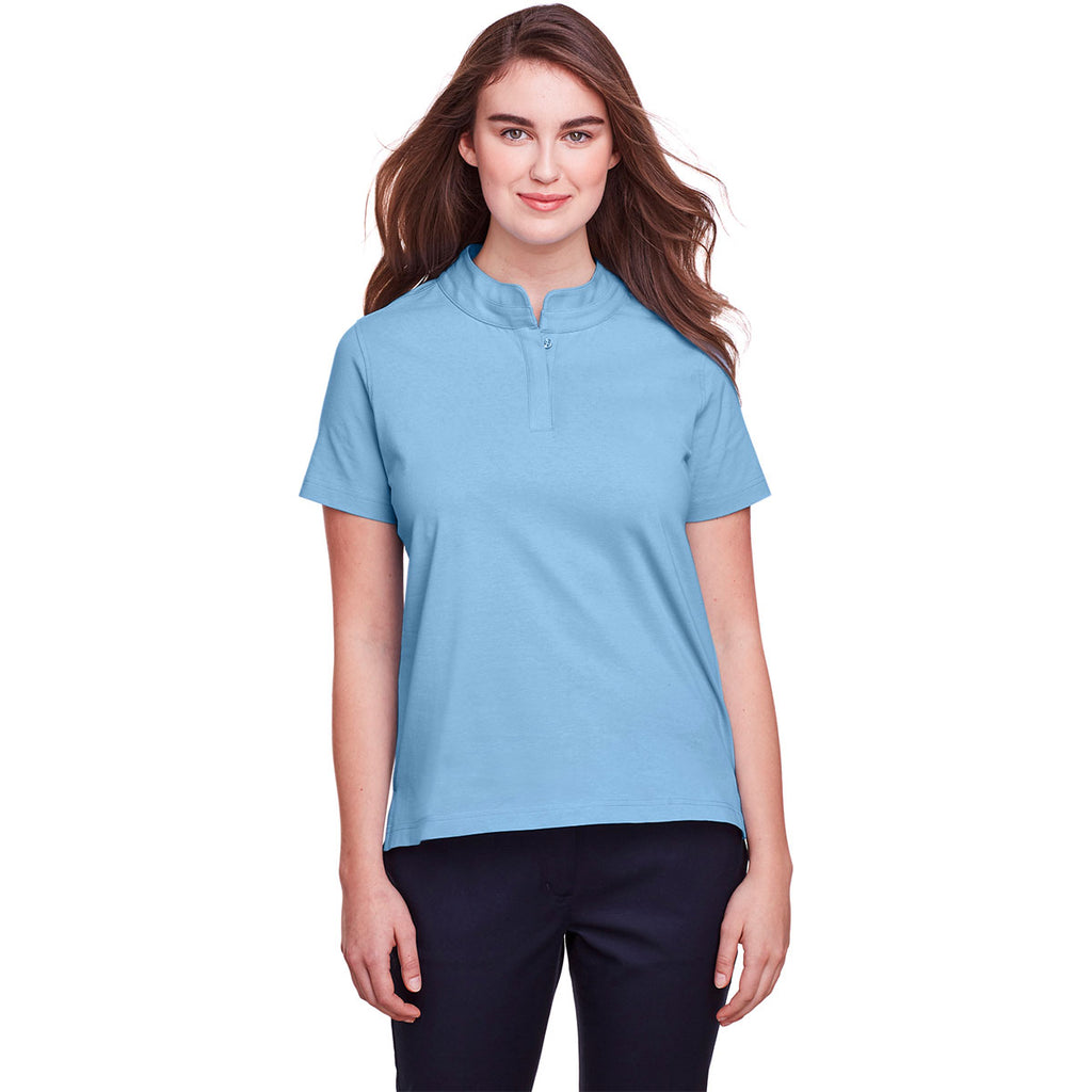 UltraClub Women's Columbia Blue Lakeshore Stretch Cotton Performance Polo