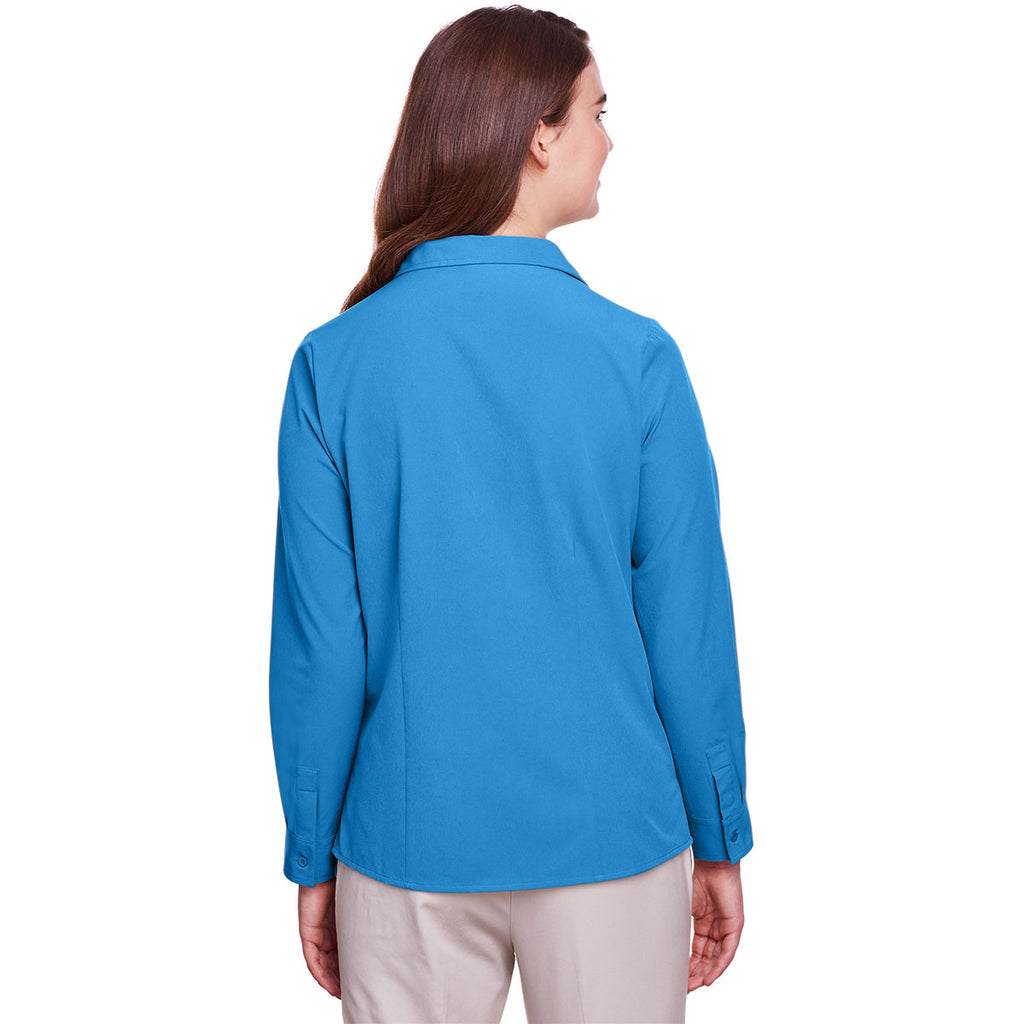 UltraClub Women's Pacific Blue Bradley Performance Woven Shirt