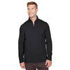 UltraClub Men's Black Coastal Pique Fleece Quarter-Zip