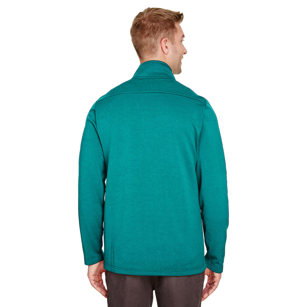 UltraClub Men's Jade Heather Coastal Pique Fleece Quarter-Zip