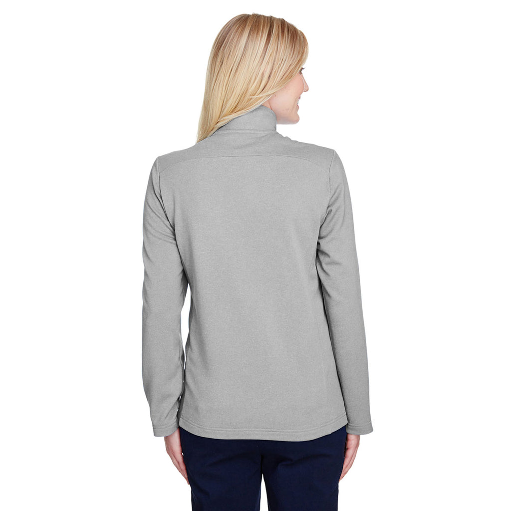 UltraClub Women's Silver Heather Coastal Pique Fleece Quarter-Zip