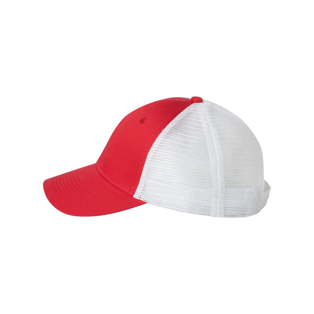 Valucap Red/White Twill Trucker Cap