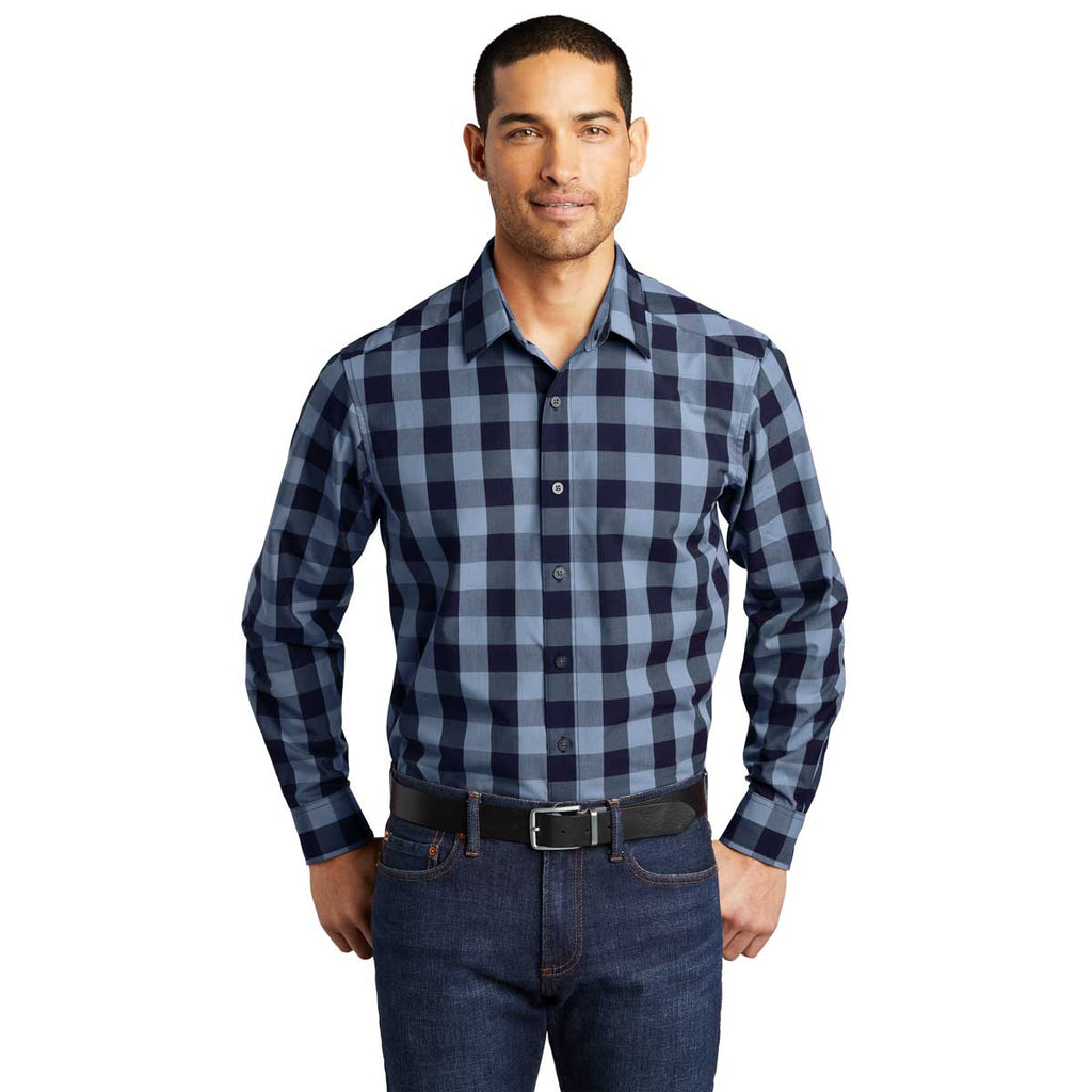 Port Authority Men's True Navy Everyday Plaid Shirt