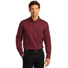 Port Authority Men's Burgundy Long Sleeve SuperPro React Twill Shirt