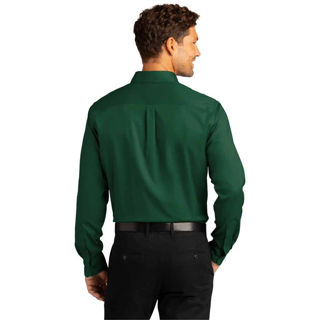 Port Authority Men's Dark Green Long Sleeve SuperPro React Twill Shirt