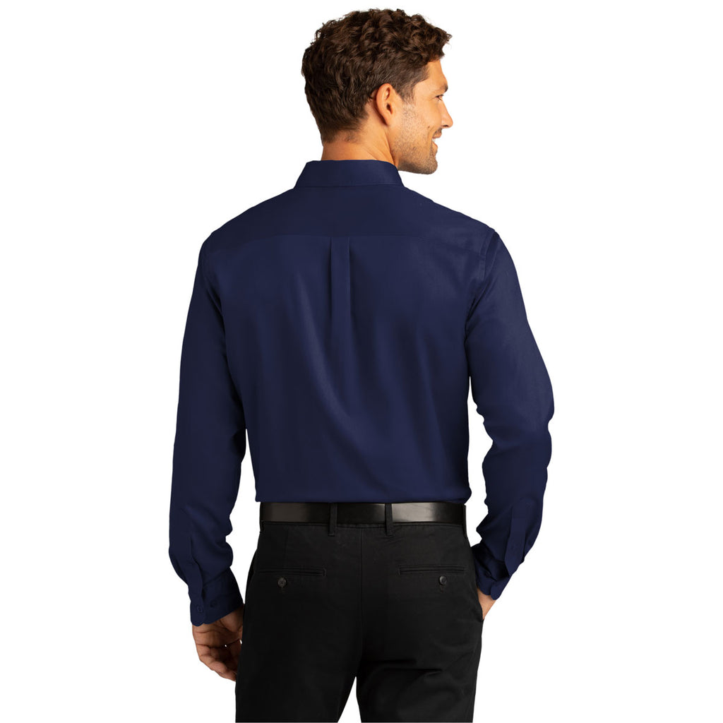 Port Authority Men's True Navy Long Sleeve SuperPro React Twill Shirt