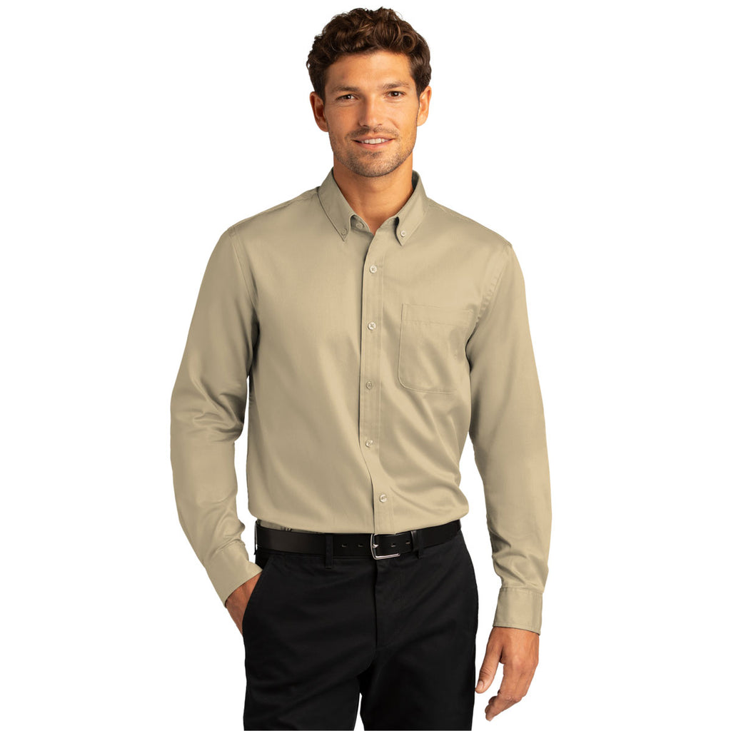 Port Authority Men's Wheat Long Sleeve SuperPro React Twill Shirt