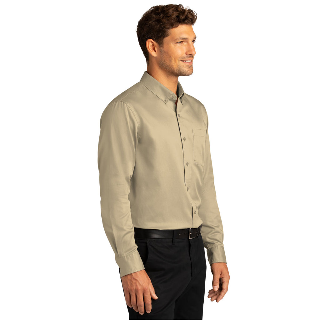 Port Authority Men's Wheat Long Sleeve SuperPro React Twill Shirt