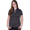 Greg Norman Women's Black Heather LAB Stripe Polo