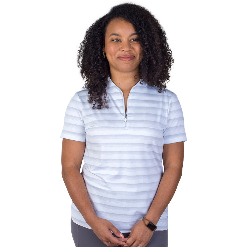 Greg Norman Women's White LAB Stripe Polo